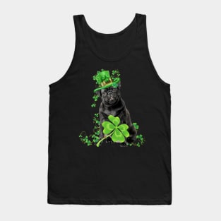 Black Pug Leprechaun Lucky Shamrock Happy St Patrick's Day Tank Top